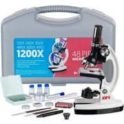 AmScope-KIDS 120X-1200X 48pc Metal Arm Educational Starter Biological Microscope Kit