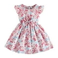 thumbnail image 1 of Robes d'Été Décontractées pour Filles, Style Occidental, Manches Courtes, Petit Châle Floral, Robe Princesse Smockée, 3-4 Ans, 1 of 6