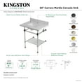 thumbnail image 4 of Kingston Brass KVPB30MASQB0 Templeton 30" Carrara Marble Console Sink with Acrylic Legs and Shelf (8-Inch, 3-Hole), Carrara Marble White/Matte Black, 4 of 4