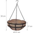 thumbnail image 4 of Hanging flower basket 3 baskets, coconut insert, HxD: 50x31 cm, hanging plants, indoor & outdoor, metal frame, brown/black, 4 of 5
