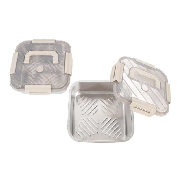 Contenedor De Almacenamiento De Alimentos De Metal, Contenedor De Almacenamiento De Alimentos De Moda 2 Piezas Caja Sellada Que Ahorra Espacio Para El Hogar
