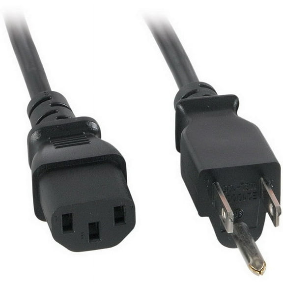 Parts Express AC Power Cord NEMA 5-15P to IEC-60320-C13 18 AWG 3C 10A SJT 125V Black 15 ft.