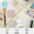 thumbnail image 4 of Martha Stewart Kerry 4 Pack Plastic Stackable Office Desk Drawer Organizers with Gold Trim, 6" x 6", 4 of 10