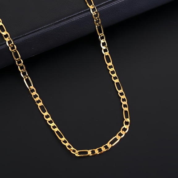 14k Real Yellow Gold Polished Figaro Link 4mm Chain Necklace (22")