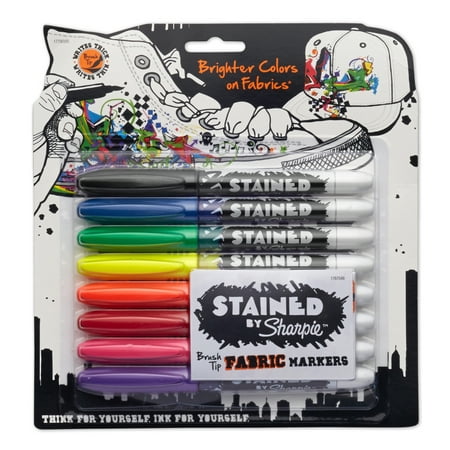 Stained by Sharpie Permanent Fabric Markers, Assorted Colors, 8 Count