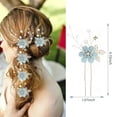 thumbnail image 4 of Bridal Hair Combs, 5PCS Wedding Hair Pins Set Crystal Flower Hair Clips Bride Bridesmaid Hair Sides Comb Rhinestone Barrettes, Pearl Flower Hair Pins Hair Accessories for Women Girls (Light Blue), 4 of 4