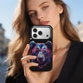 thumbnail image 2 of Wallet Case For Apple iPhone Air / 17 Pro / 17 Pro Max Series with Card Holder, PU Leather Kickstand Card Slots Screen Protector Included For iPhone 17 Series, Dark Bear Geometric, 2 of 8