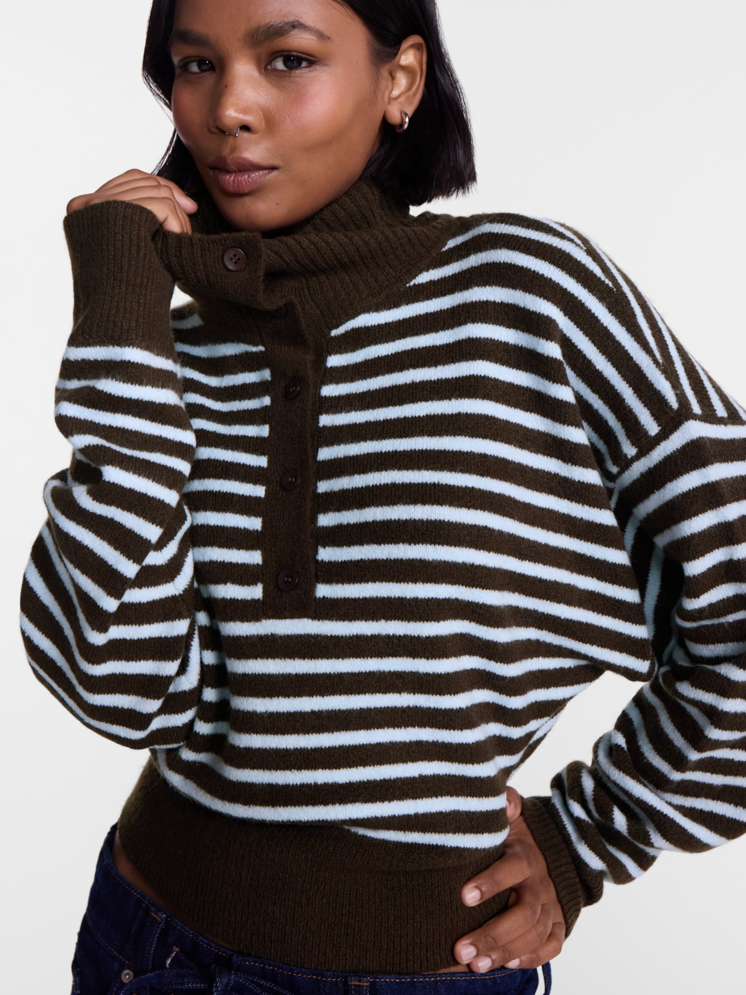 No Boundaries Rugby Collared Sweater, Lightweight, Women's and Women's Plus XXS-4X
