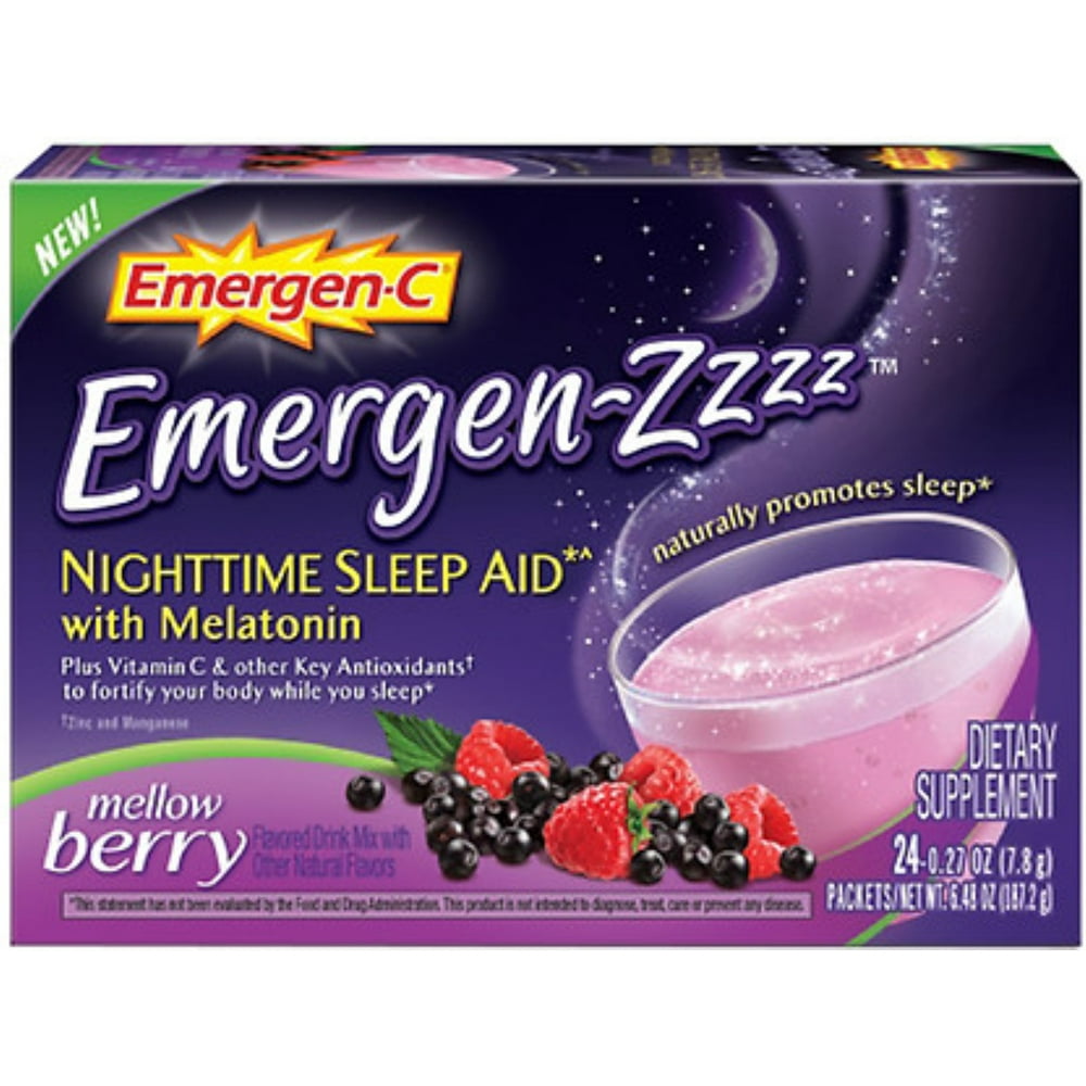 EmergenC Emergenzzzz Nighttime Sleep Aid with Melatonin, Mellow Berry