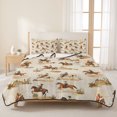 thumbnail image 3 of Twin Quilt Set 68''x86'', Western Cowboy Lightweight Summer Bedspread Coverlet Set with 2 Pillow Shams, Vintage Country Horse Plants Art Breathable All Season Quilt Bedding for Dorm/Bedroom, 3 of 9