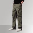 thumbnail image 2 of Hwmodou Male Pants Office Mens Fashion Solid Color Loose Cotton Plus Size Pocket Lace Up Pants Overall Holiday Vacation Slacks For Man, 2 of 9