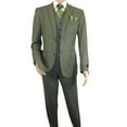 thumbnail image 3 of Men's VITALI Three Piece Suit Vested Sharkskin Sheen Vented M3090 Olive Green, 3 of 11