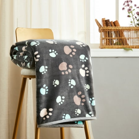 allisandro Luxurious Dog Blanket 350 GSM Super Fuzzy Microplush Fleece Pet Blankets for Small Medium Large Dogs and Cats Grey 80 x 64 Inches