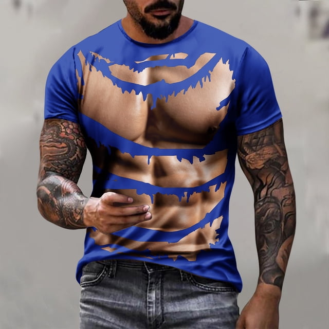 Mefallenssiah T-Shirt Homme & Grand Homme Entretien Facile Décontracté Imprimé Muscle Tee Graphique Tee Extérieur Quotidien Vacances Manches Courtes Col Rond Printemps Été Vêtements