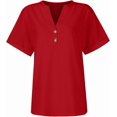 thumbnail image 5 of Summer Tops for Women Trendy Eyelet V Neck Short Sleeve Button down Shirts Casual Henley Tunic Vacation Blouses, 5 of 5