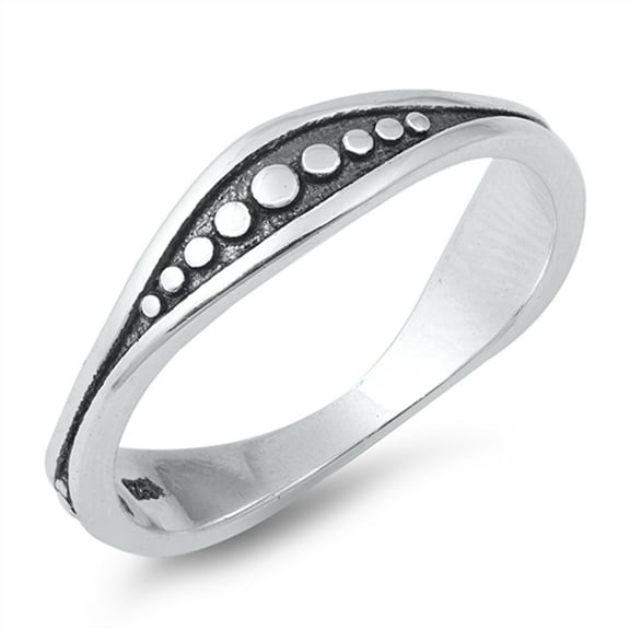 Unique Modern Oxidized Dot Ring .925 Sterling Silver Band Jewelry Female Male Unisex Size 5