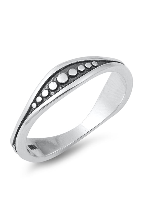 Unique Modern Oxidized Dot Ring .925 Sterling Silver Band Jewelry Female Male Unisex Size 7