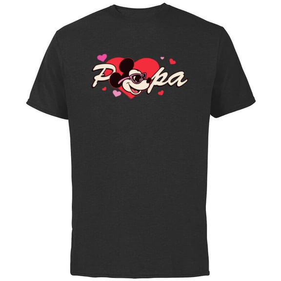 Disney Valentine's Day Papa Gift Family Matching Trip - Short Sleeve Cotton T-Shirt for Adults - Customized-Black