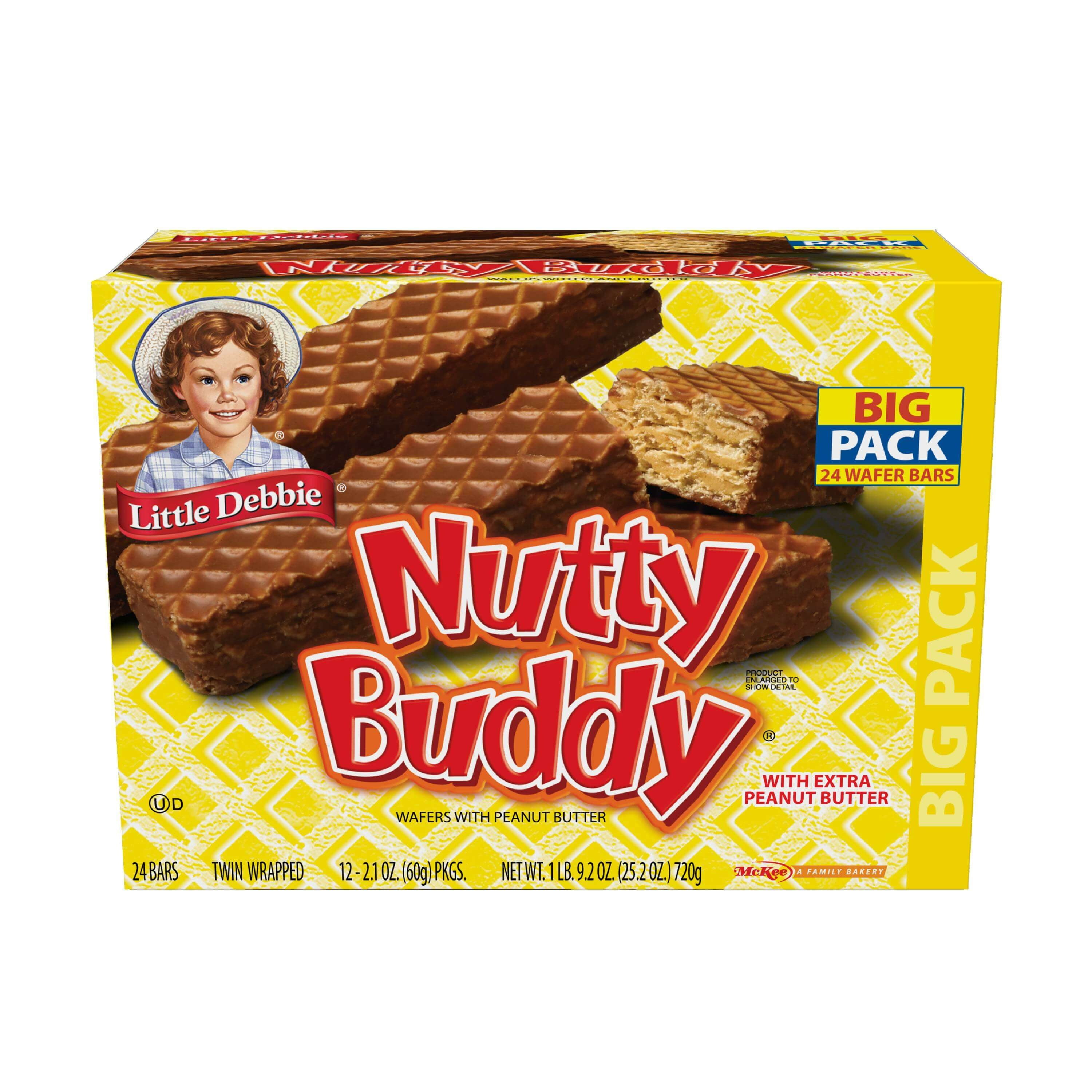 Little Debbie Nutty Buddy Chocolate Peanut Butter Wafer Bars, 2 Big Pack Boxes