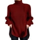thumbnail image 1 of Gibobby SuéTer Para Mujeres Para Frío Suéter de punto de color sólido con cuello a la moda para mujer con dobladillo dividido y mangas acampanadas(Rojo,G), 1 of 5