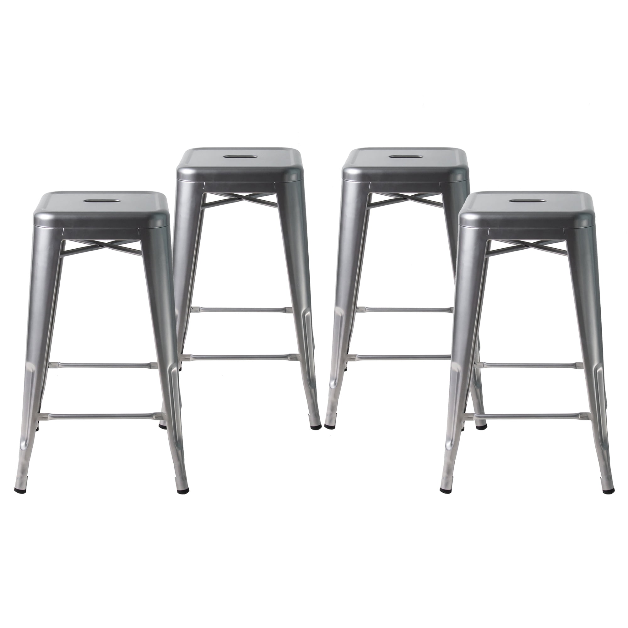 Buschman Set Of Four Black 24 Inches Counter High Tolix Style Metal Buschman Set Of Four Black 24 Inches Counter High Tolix Style Metal Bar Stools Indoor Outdoor Stackable Com
