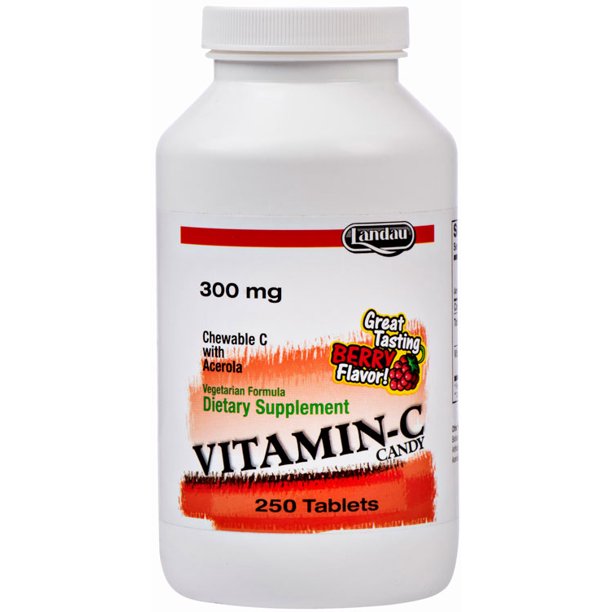 Landau Kosher Vitamin C Candy 300 Mg Chewable Berry Flavor 250