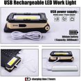 thumbnail image 2 of Luz de trabajo recargable, luz de camping LED portátil, luz de trabajo de sitio de construcción ajustable 180, puerto USB, base magnética Ipx4, para automóviles, pesca, Lig, 2 of 5