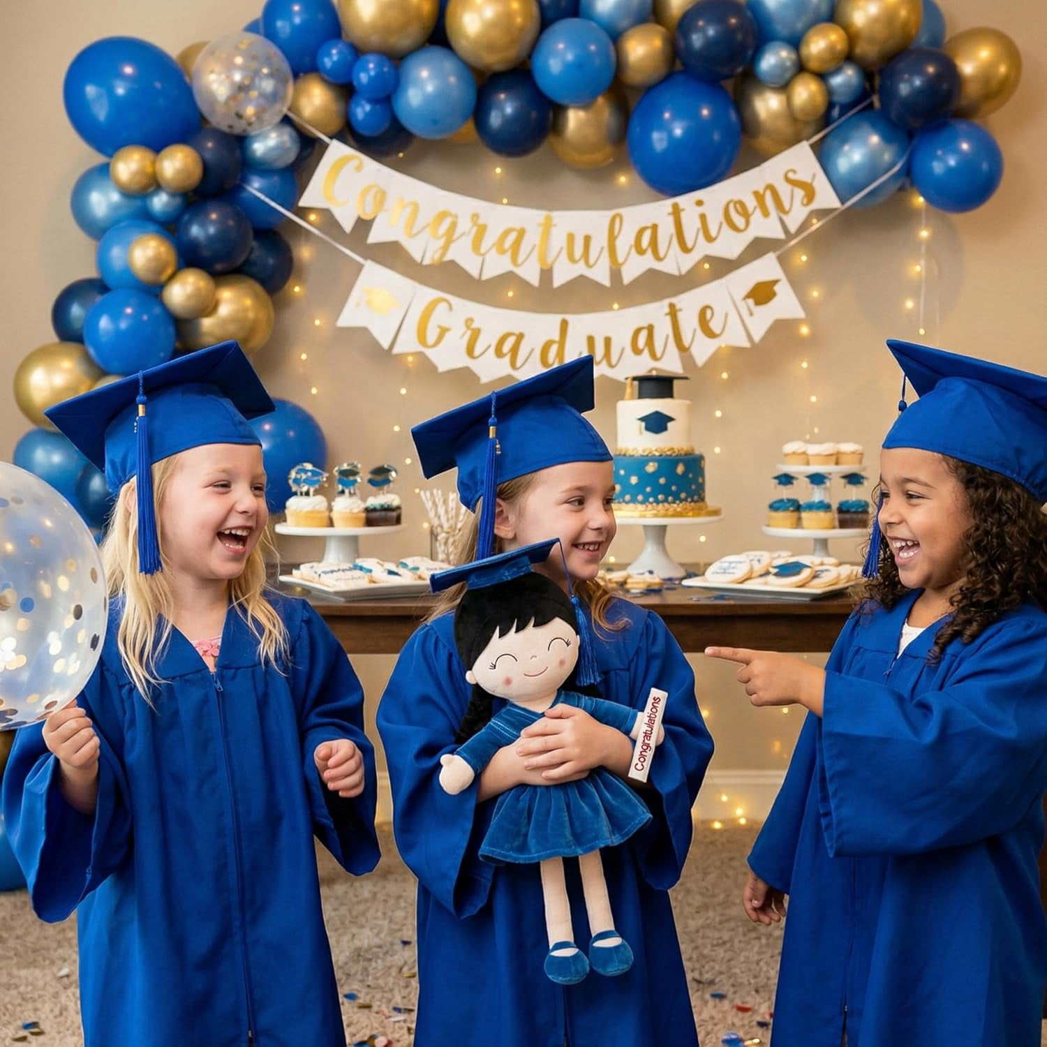 Gloveleya 16" Blue Graduation Plush Toy - Dreamy Soft Girl Doll for Graduation Ceremony - Preschool Kindergarten Gift for Girls, Class of 2026 Memento