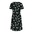 thumbnail image 5 of GaThRRgYP Womens Dresses for Wedding Guest,Women's Fashion Summer Print Short-sleeved V-neck Casual Dress Black L, 5 of 8