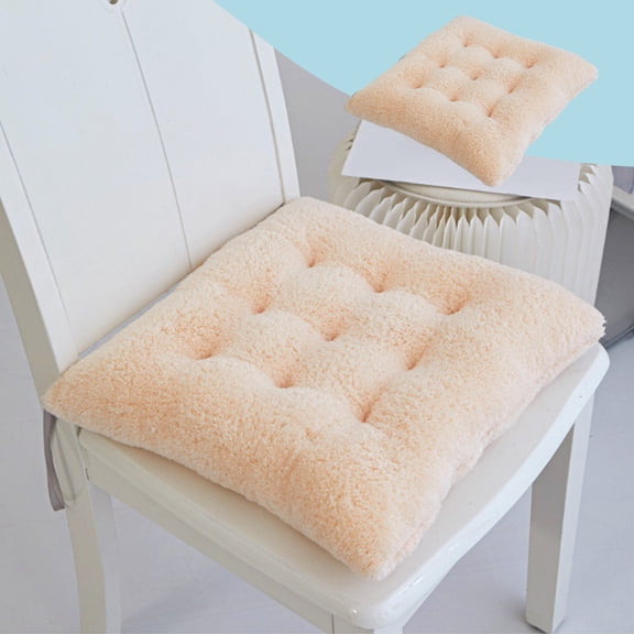 KOYPTL Square Chair Cuhsion for Kitchen Dining Room Chair Thicken Seat Cushion for Office Computer Desk Chair Fluffy Chair Pad Floor Cushions for Patio Furniture 16 Inch Yellow