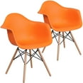 thumbnail image 1 of 2 Pk. Alonza Series Orange Plastic Chair with Wooden Legs, 1 of 8