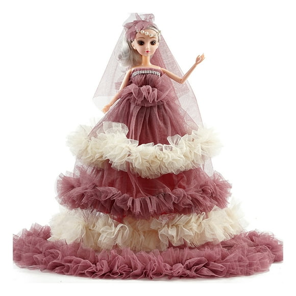 Yuarrent Vestido de muñeca bebé princesa niño recién nacido hogar escuela dormitorio disfraz juguete Adorable cumpleaños Festival para niños Decoración Rojo oscuro Yuarrent HA073524-06