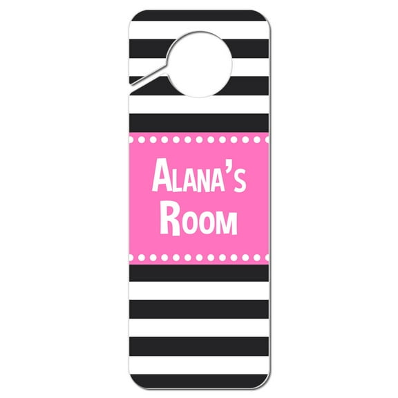 Alana Female Name Do Not Disturb Plastic Door Knob Hanger Warning Room Sign - Pink