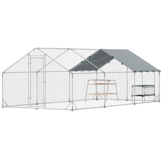Chicken Coop, Large Metal Chicken Coop with Waterproof Cover