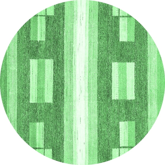 Ahgly Company Machine Washable Indoor Round Solid Emerald Green Modern Area Rugs, 4' Round