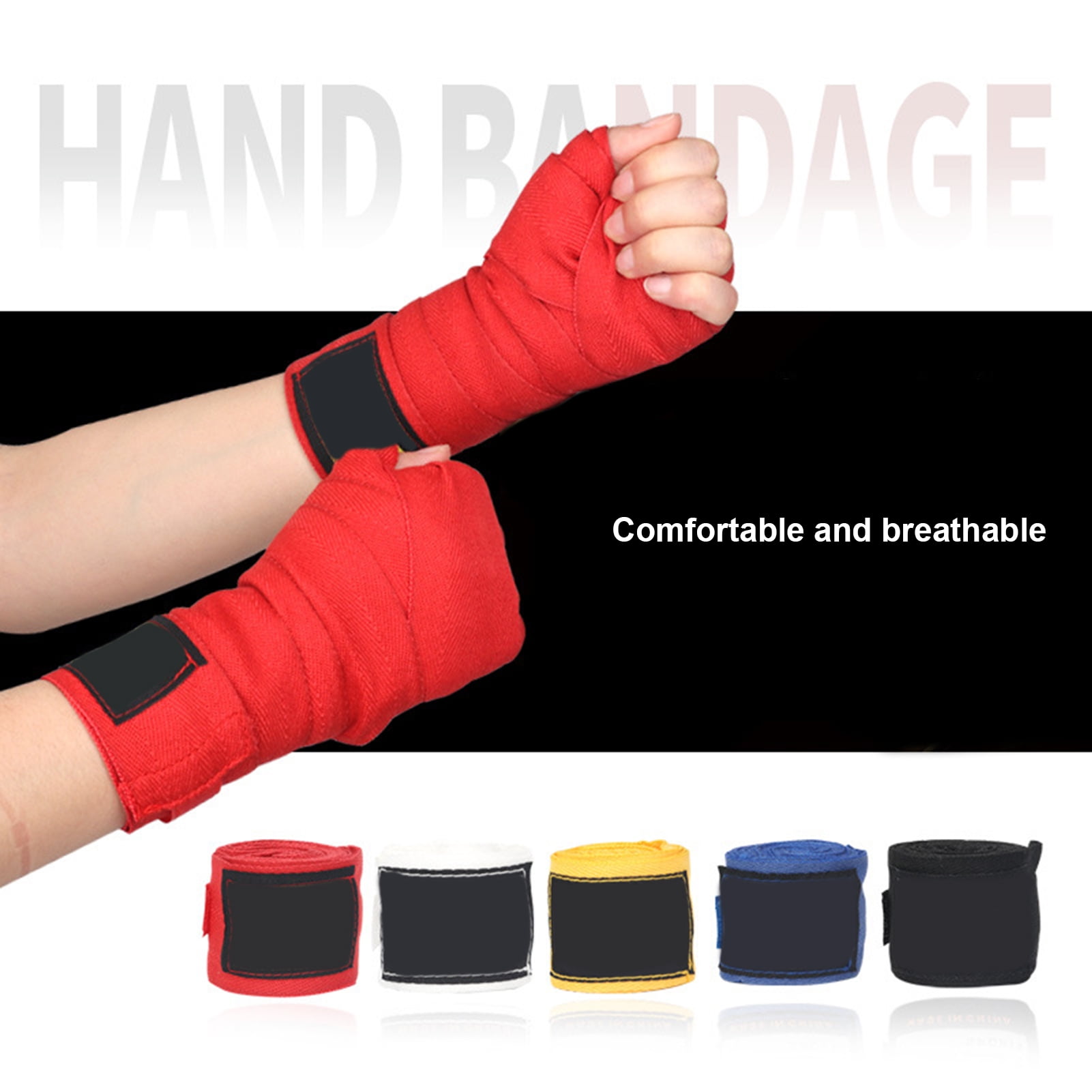 Thumb Loop Cotton Hook Boxing Hand Wraps Glove Fist Bandage Wrist Protector 
