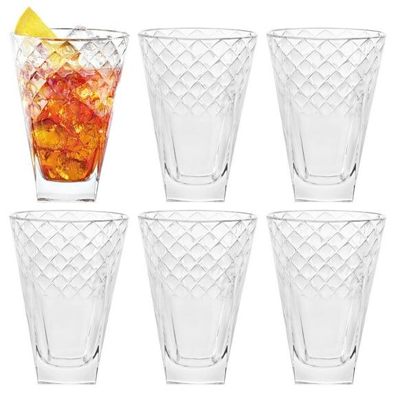 Barski Highball Drinking Glasses, High-Quality European Glass, 16 oz, Set of 6