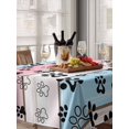 thumbnail image 6 of Pink Blue Paw Print Table Cloth, Vintage Farmhouse Wooden Grain Waterproof Tablecloth for Rectangle Tables, Reusable Washable Fabric Table Cover for Restaurant Kitchen Dining Tables 60"x102", 6 of 6