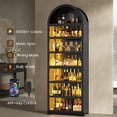 thumbnail image 3 of 79.4" Tall Arched Cabinet, Modern 7-Tier Bookshelf with RGB Light and Adjustable Shelf for Living Room, Kitchen, Home Office, Black, 3 of 9