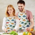 thumbnail image 3 of Colorful Dinosaurs Floral White Pattern Apron-Garden Aprons for Women with Pockets-Cotton Linen Waterproof Kitchen Cooking Gardening Aprons Adjustable for Kitchen,Cooking,BBQ and Salon 33x27 Inch, 3 of 7