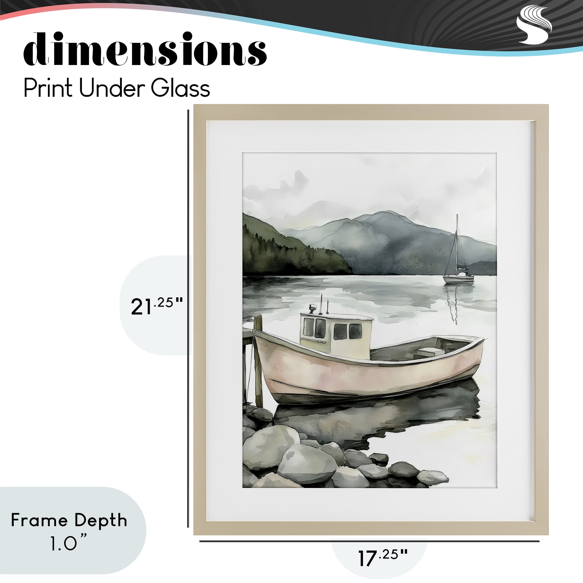 Stupell Industries Coastal Calm Docked Boat Birch Framed Print Under Glass, design by Riley B