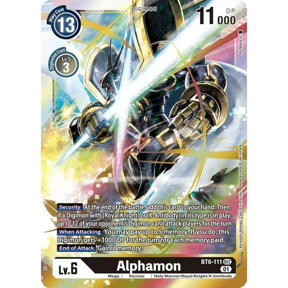 Digimon Double Diamond Secret Rare Alphamon BT6-111
