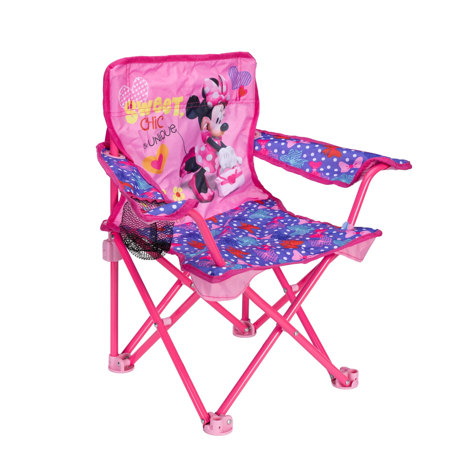 Minnie Mouse Portable Fold N Go Kids Chair with Carry Bag for Camping and Outdoor Activities