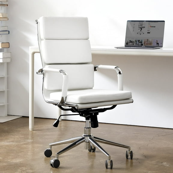 NEO CHAIR Conference Office Chair Century Modern High-Back Cushioned, White