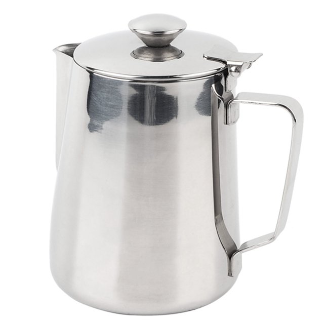 Taza de café con jarra para espumar leche de acero inoxidable con tapa para Latte Art 1000ml