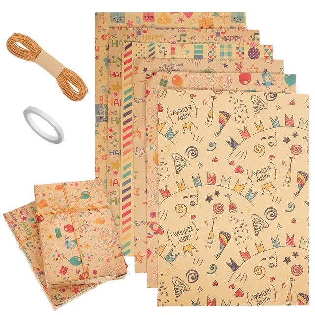 KAKOWELY present wrapping paper 1 Set Birthday Wrapping Paper Present Wrapping Kit Wrapping Paper Sheet Packing Paper Floral Wrapping Paper With Accessories