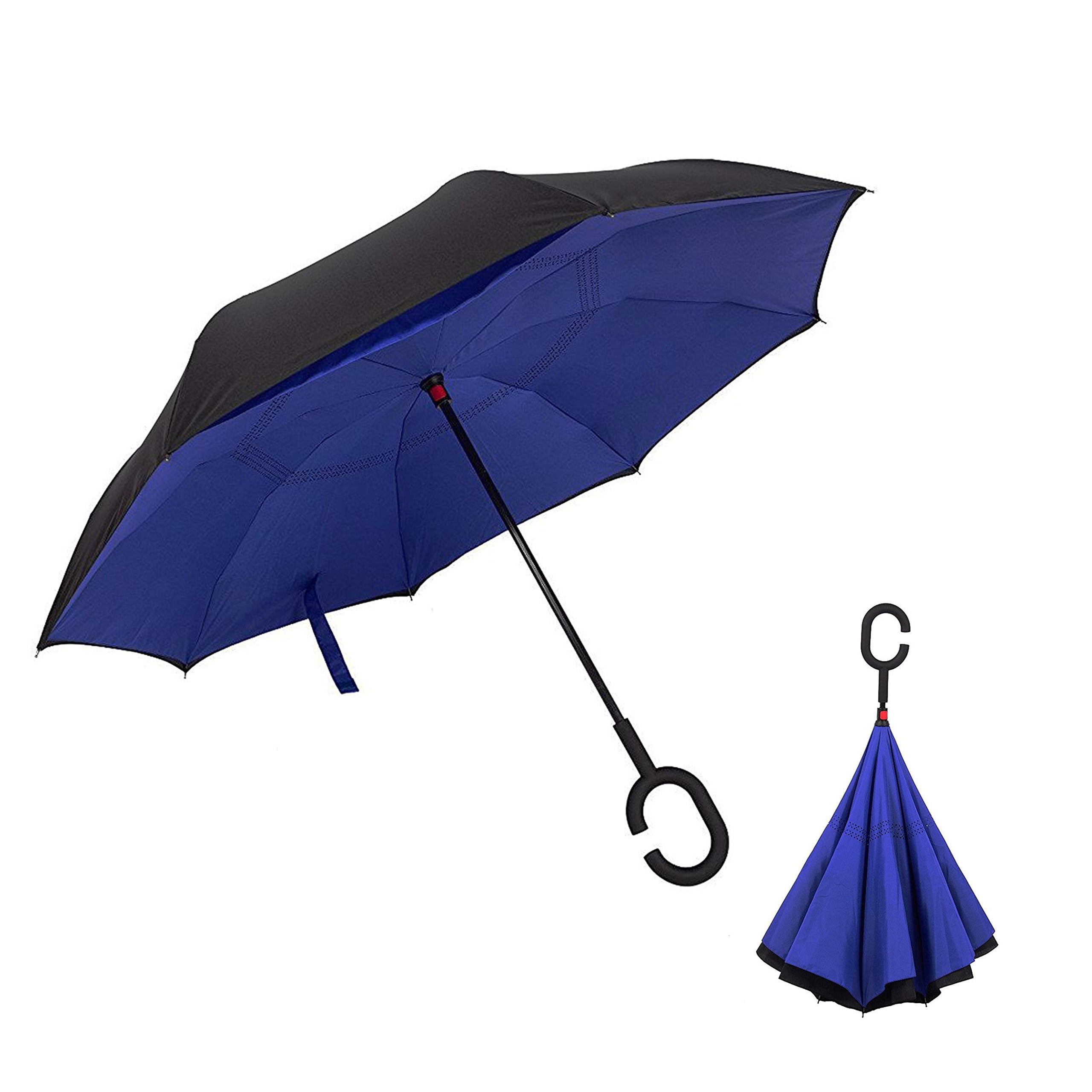 Inverted Umbrella Windproof Reverse Double Layer Umbrella with Cshaped
