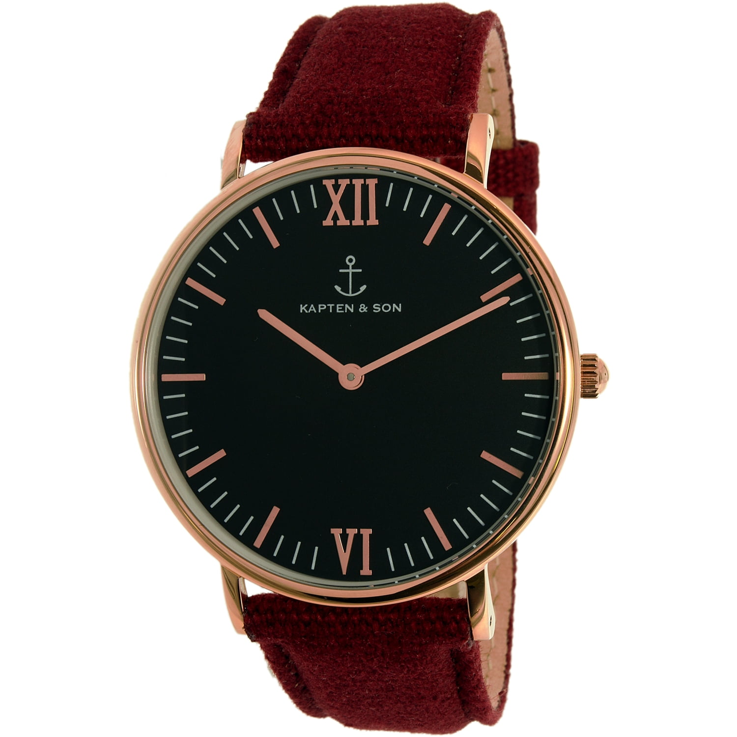 Kapten And Son Men's Campus CAMPUS-BLACK-BORDEAUX CANVAS-ROSE GOLD-40MM ...