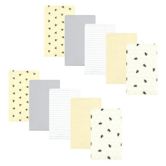 Hudson Baby Flannel Burp Cloth 10pk, Honey Bee, One Size