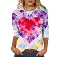 thumbnail image 2 of Craaazy Cozy Valentines Day T Shirts for Women Crew Neck 3/4 Sleeve Tops Gifts, 2 of 6